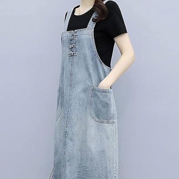 NWT Japanese Style Long Midi Overall Dress - Picture 2 of 5